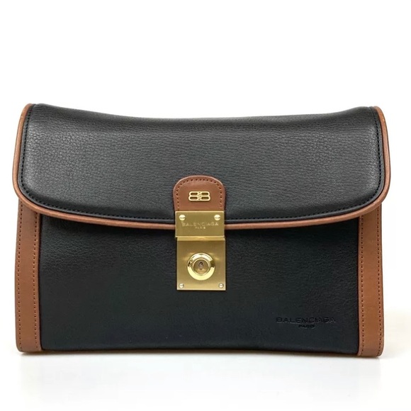 BALENCIAGA BAG CLUTCH LEATHER BALENCIAGA Paris Authentic Pre-Owned - Picture 1 of 11